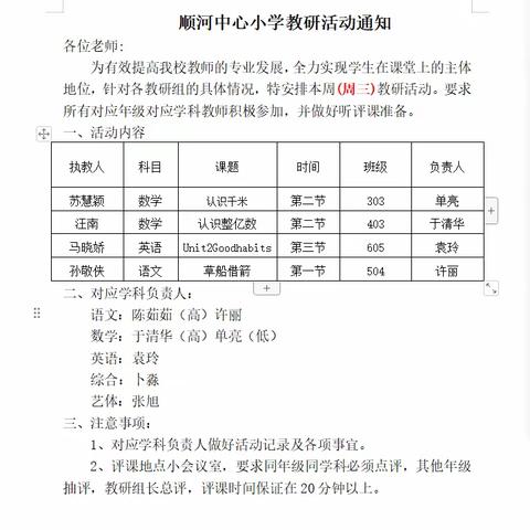 人间三月芳菲至，教研之花始盛开——丰县顺河中心小学第三周教研活动