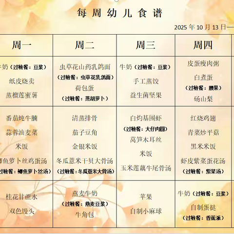 幼儿营养食谱 ——安徽省军区机关幼儿园