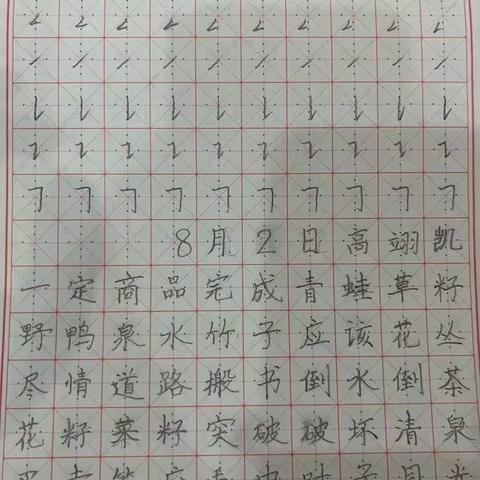 二年级暑假第四周练字作业