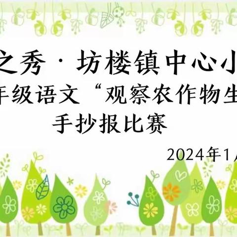 【党建引领促成长】松之秀——坊楼镇中心小学高年级“观察农作物生长”手抄报比赛活动