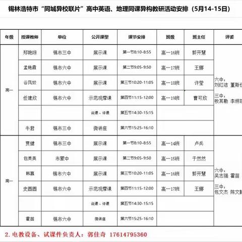 锡林浩特市“同城异校联片”教研活动——高中地理