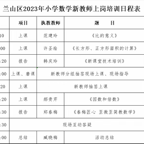 2023年新入职教师教学基本示范培训活动