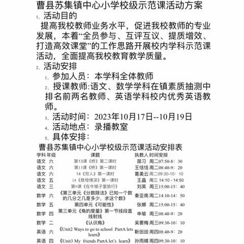 曹县苏集镇中心小学校级示范课