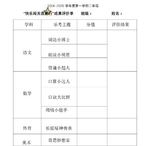 快乐童年，趣味乐考——临县高级中学附属小学二年级（2）班乐考活动