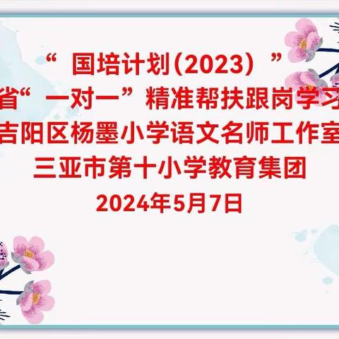 逐光国培，共筑课堂。——“国培计划”海南省“一对一”精准帮扶跟岗学习活动（语文组）
