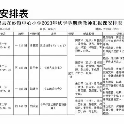 凝新聚力，芳华初绽——在妙镇中心小学新教师汇报课活动