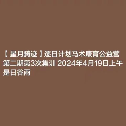 CHASING LIGHT星月骑迹第二期马术康育公益营集训第三课4月19日