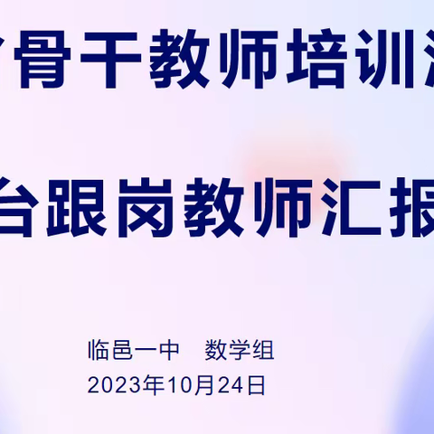 借他山之石，琢己身之玉 ---------临邑一中数学骨干教师培训与跟岗学习汇报会