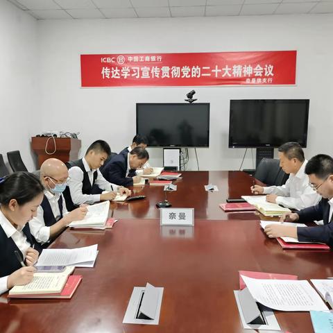 奈曼支行召开主题教育党员大会