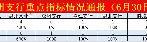 盘州支行重点指标通报-七月第四五期