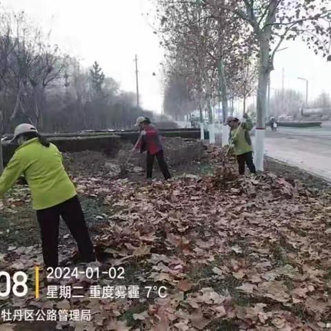 气温骤降冬意浓 落叶清扫忙不歇