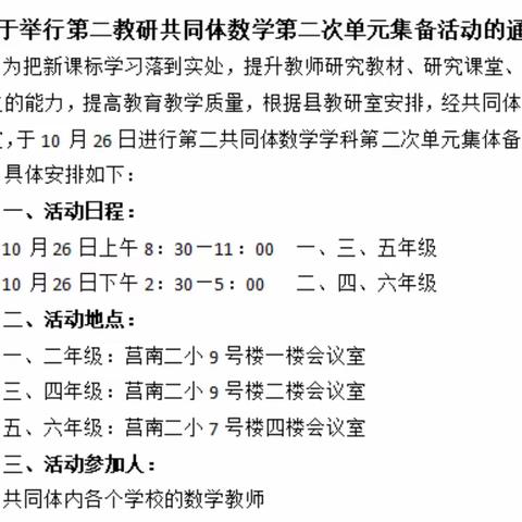 聚集智慧，有备而教——莒南二小开展数学学科第二次单元集体备课活动