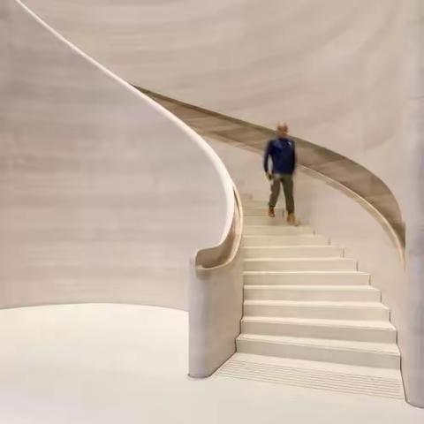 隐形石材扶手，极具现代感的楼梯设计