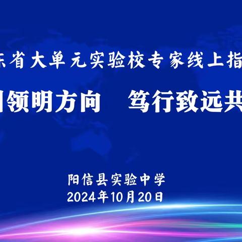 专家引领明方向，笃行致远共成长--山东省大单元实验校专家线上指导