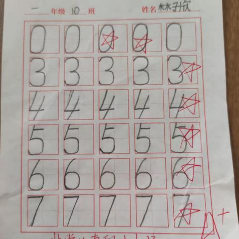 数字之韵，美在书写！—— 一年级10班数字书写比赛（第一期）
