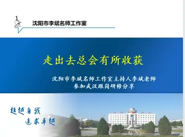 走出去总会有所收获 ——沈阳市李斌名师工作室主持人李斌老师参加武汉跟岗研修活动分享