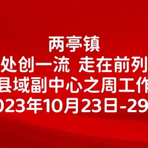 两亭镇“干在实处创一流 走在前列谱新篇”建成县域副中心之周工作纪实（10月23日-10月29日）