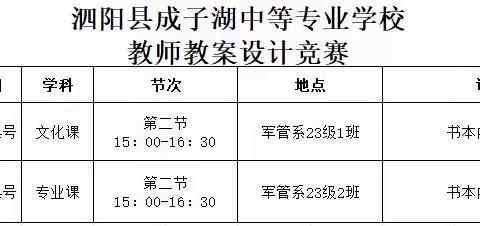 泗阳县成子湖中等专业学校教师教案设计竞赛