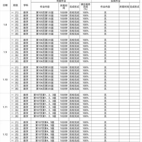 德安县第三小学一年级数学作业公示