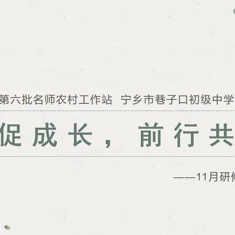 长沙市第六批名师工农村作站 宁乡市巷子口初级中学工作站2023年12月“指向思维能力培养的复习课教学”主题研训活动