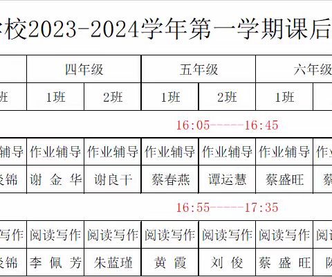 大余县浮江九年制学校2023-2024学年第一学期课后延时服务安排表