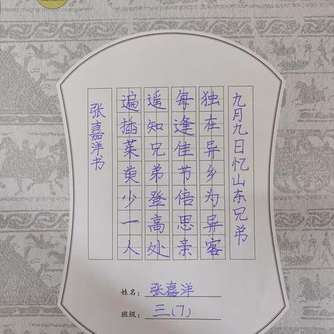 “岁岁重阳，诗意浓情”—— 沛县汉源小学三年级学子笔下的传统佳节
