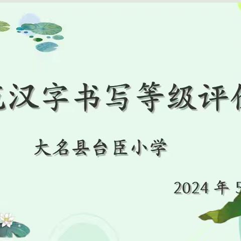 书写测评展风采 写字育人在路上——台臣小学开展规范汉字书写等级评价活动