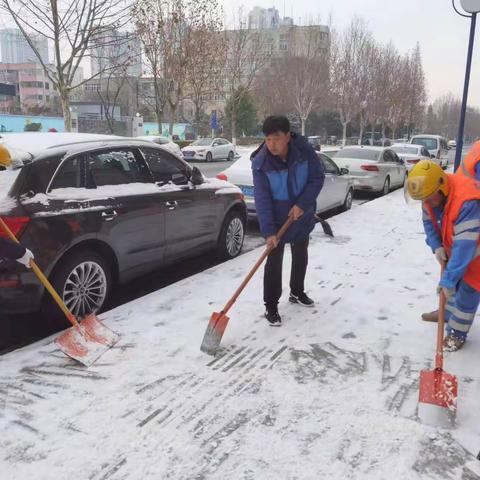 橘白相撞，铲雪除冰，冰寒情暖