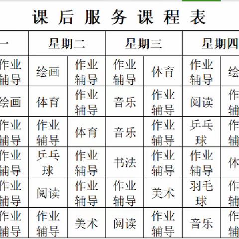 落实“双减”五育并举‖黄岗小学2024年春课后延时晒课表