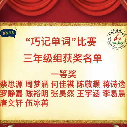 喜报——2024年春冷水滩区舜德小学“巧记单词”比赛颁奖典礼