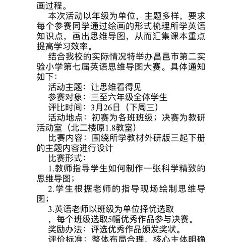 思维火花，导图“英”领——昌邑市第二实验小学英语思维导图比赛