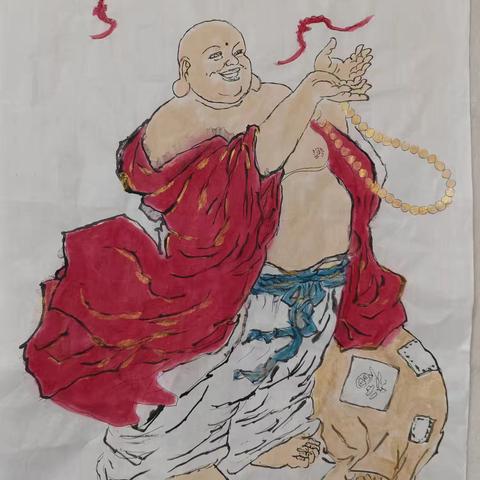 弥勒佛画作的艺术风格赏析