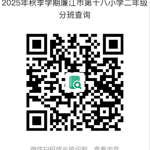 廉江市第十八小学2025年秋季一、二、三年级分班查询