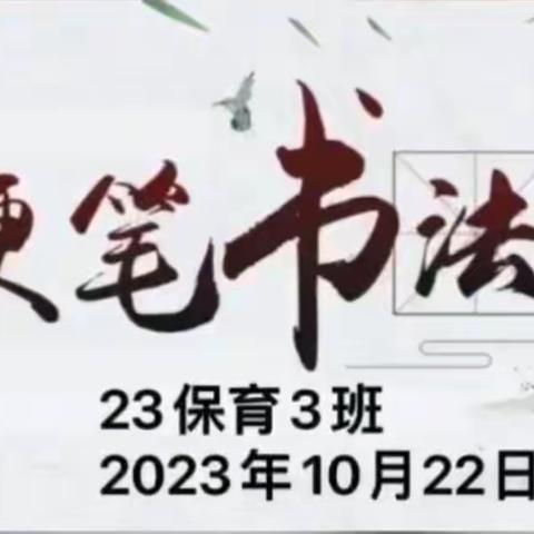 书写硬笔字￼——23保育3班