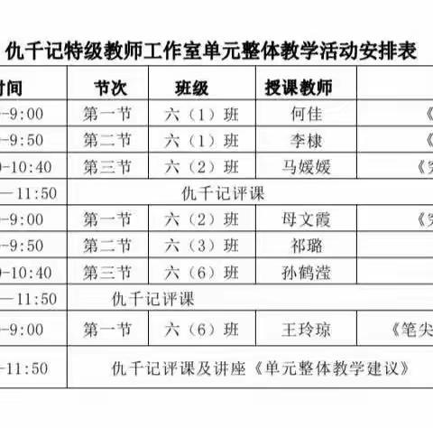 “研”语绽芳华·聚力“项”成长—仇千记特级教师名师工作室单元整体教学研讨活动