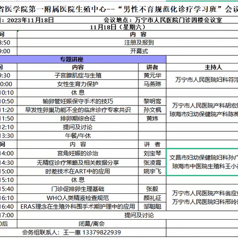 海南医学院第一附属医院生殖科2023年学术下基层活动----万宁站活动即将开始！