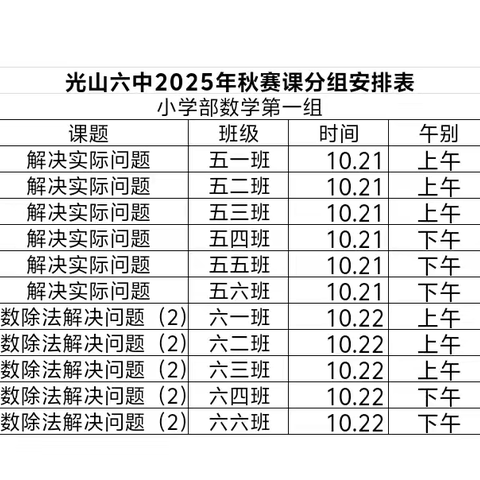 聚焦高效课堂，共研共成长——光山六中小学部数学一组赛课纪实