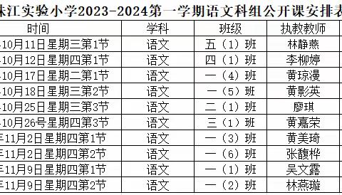 “语”我同行，“研”续成长 ——大亚湾珠江实验小学语文科组公开课活动