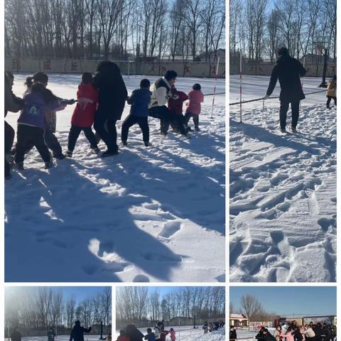 张朝寺小学阳光体育——雪地拔河