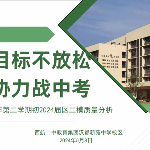 【未央教育·西航二中教育集团·汉都新苑中学校区】咬定目标不放松 齐心协力战中考—初2024届四模质量分析会