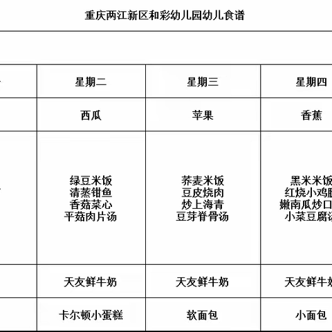 和彩幼儿园﻿2024春期第十六周食谱