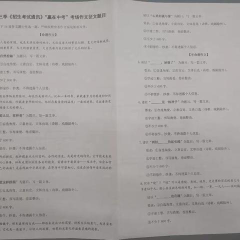 心湖泛墨韵，词章映山河——沈西育人学校九年级作文竞赛