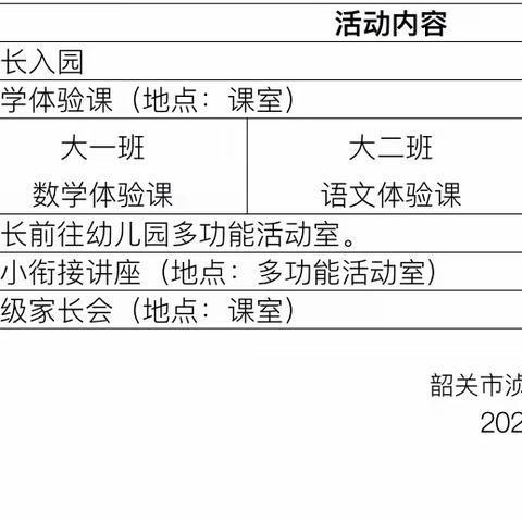 金沙明星幼儿园幼小衔接活动邀请函