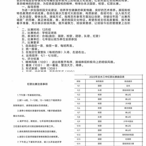 激扬青春、唱响经典 ——吉水三中七年级举行红歌比赛活动