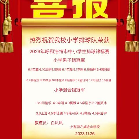 千锤百炼，剑指冠军一一我校参加2023呼和浩特市中小学排球锦标赛喜获双冠