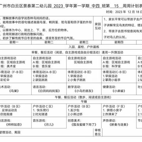 景泰第二幼儿园中四班 一周加油站