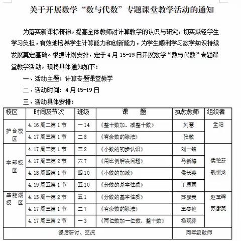 【慧心五小·数学教研】临沂五小数学“数与代数”专题课堂教学活动