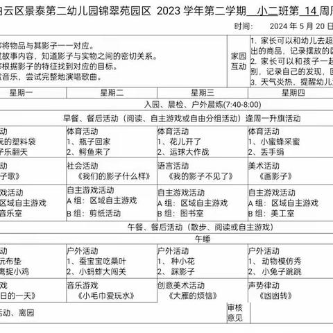 锦翠苑园区小二班第十四周活动分享