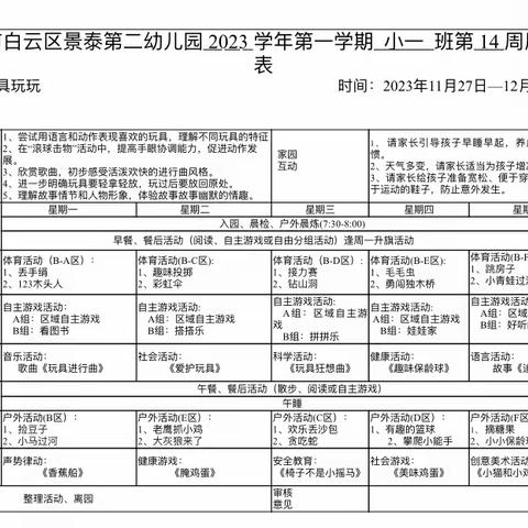 景泰第二幼儿园小一班一周加油站