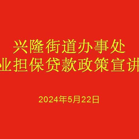 开展政策宣讲，“贷”动创业热情 ——兴隆街道办事处开展创业担保贷款政策宣讲会